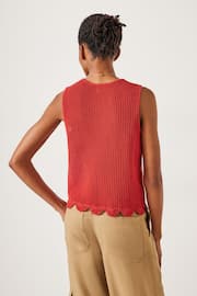 Hush Red Adelina Crochet Scallop Edge Knitted Tank - Image 2 of 5