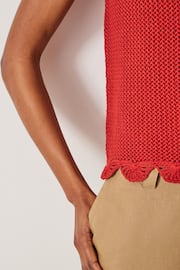Hush Red Adelina Crochet Scallop Edge Knitted Tank - Image 4 of 5