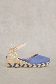 White Stuff Blue Suede Closed Espadrille Wedges - Image 1 of 4