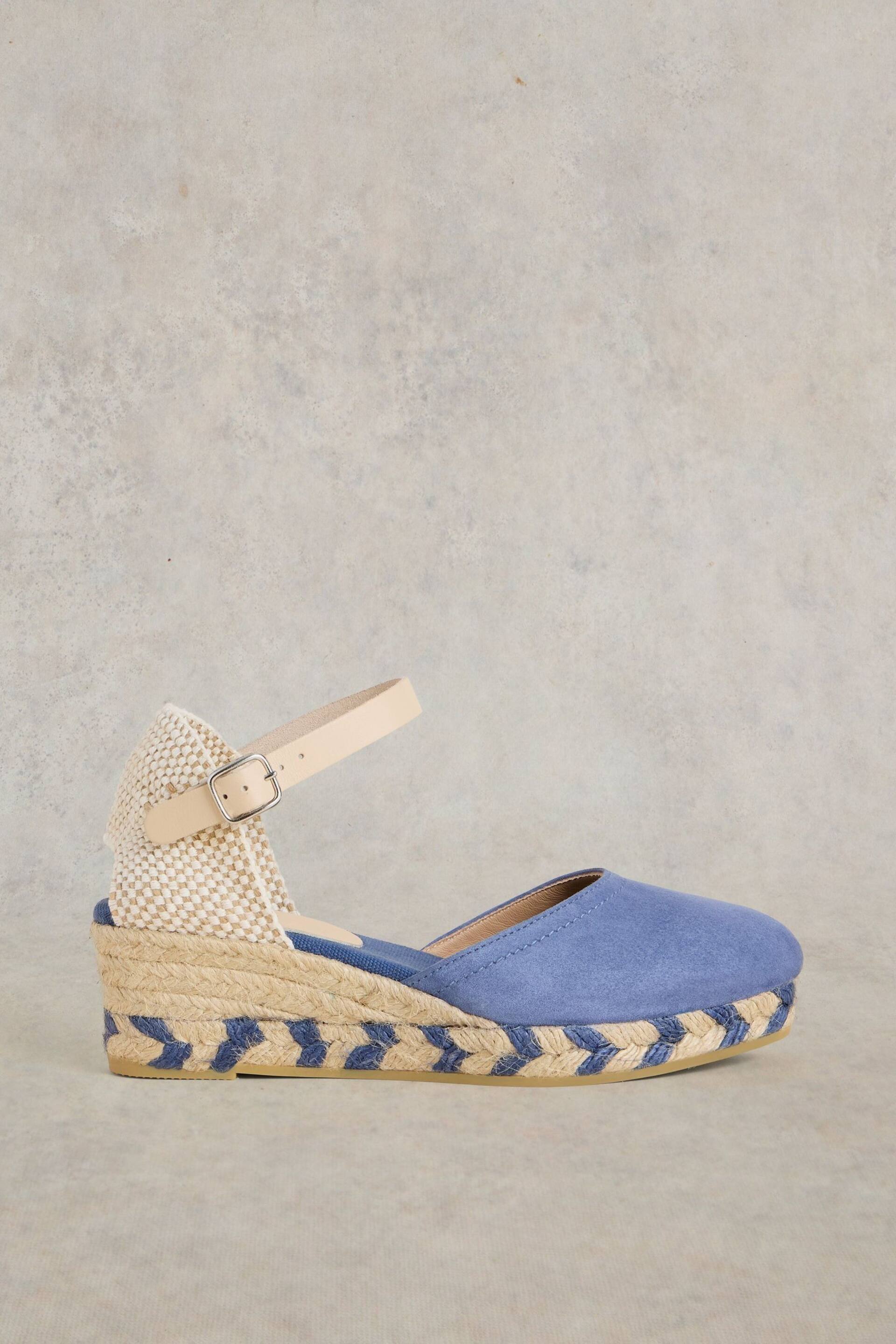 White Stuff Blue Suede Closed Espadrille Wedges - Image 1 of 4