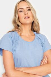 Long Tall Sally Blue Crochet Detail Raglan T-Shirt - Image 4 of 5