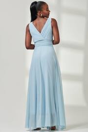 Jolie Moi Mid Blue Pleated Bodice Chiffon Maxi Dress - Image 2 of 6