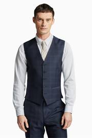Ted Baker Tailoring Blue Textured Rust Check Waistcoat - Image 1 of 2