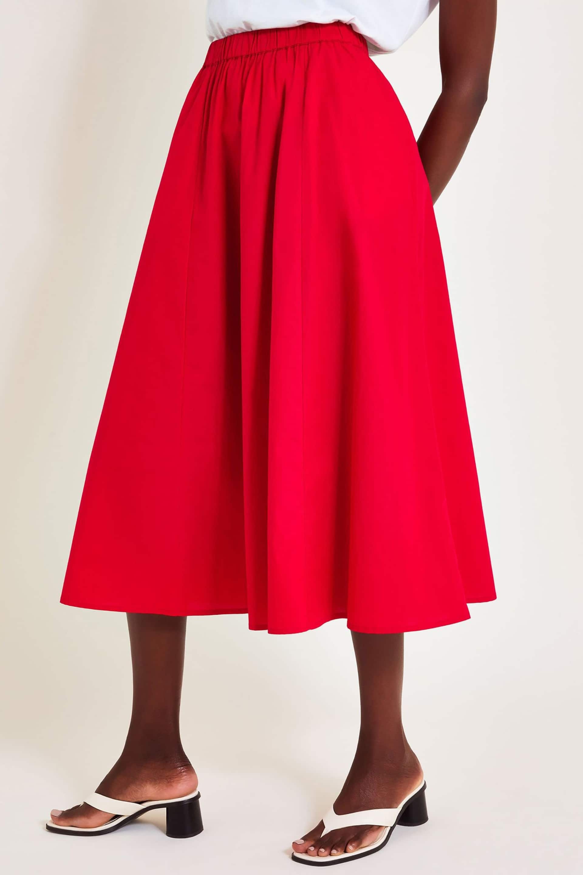 Monsoon Red Rachel Poplin Skirt - Image 1 of 6