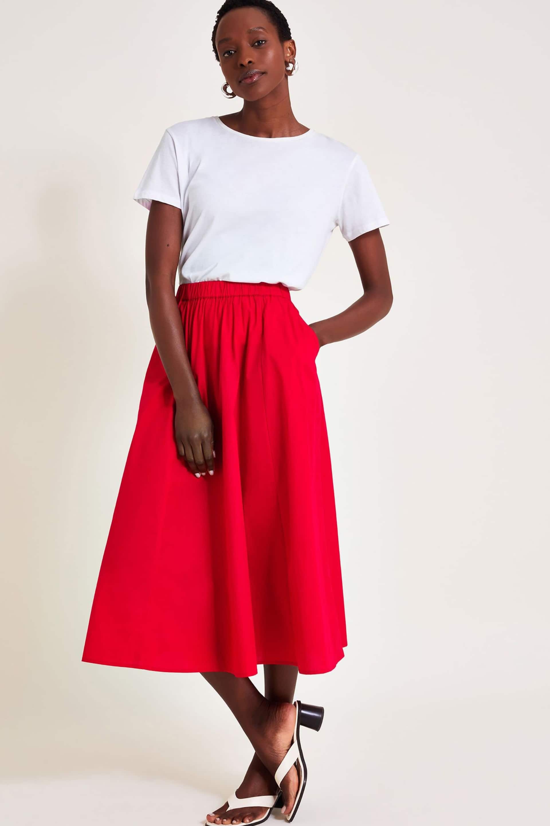 Monsoon Red Rachel Poplin Skirt - Image 5 of 6