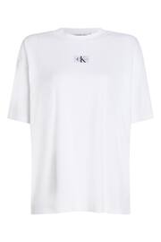 Calvin Klein White Boyfriend Label Rib T-Shirt - Image 2 of 4