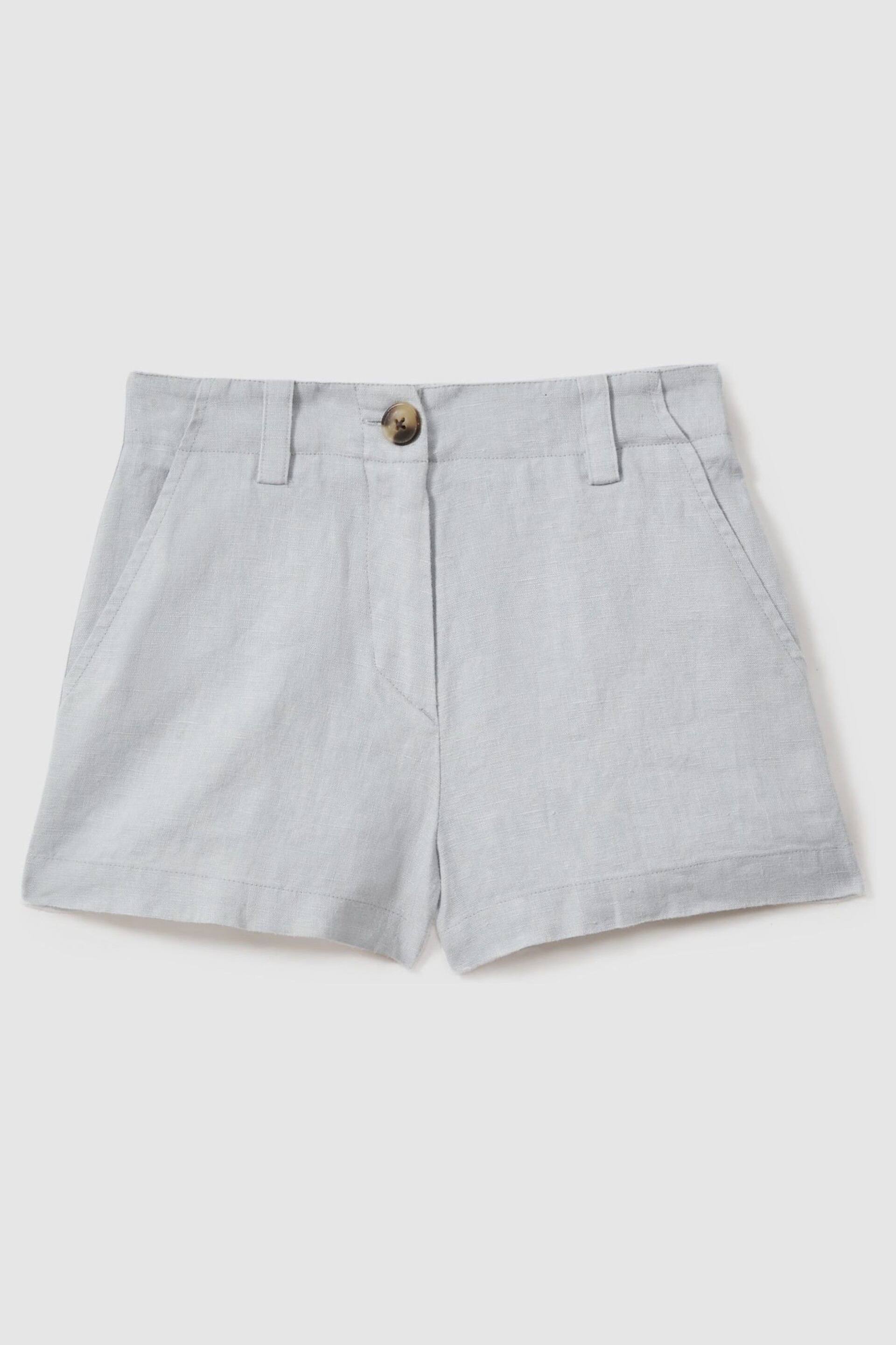 Reiss Blue Dani Teen Linen Loose Fit Shorts - Image 1 of 4
