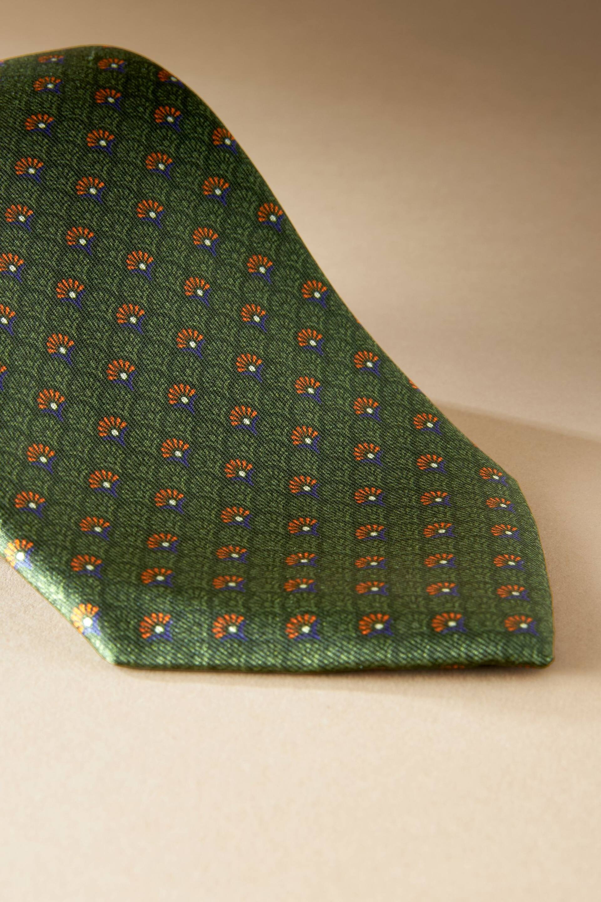 Olive Green Geometric Signature Made In Italy Design Tie - Image 2 of 3