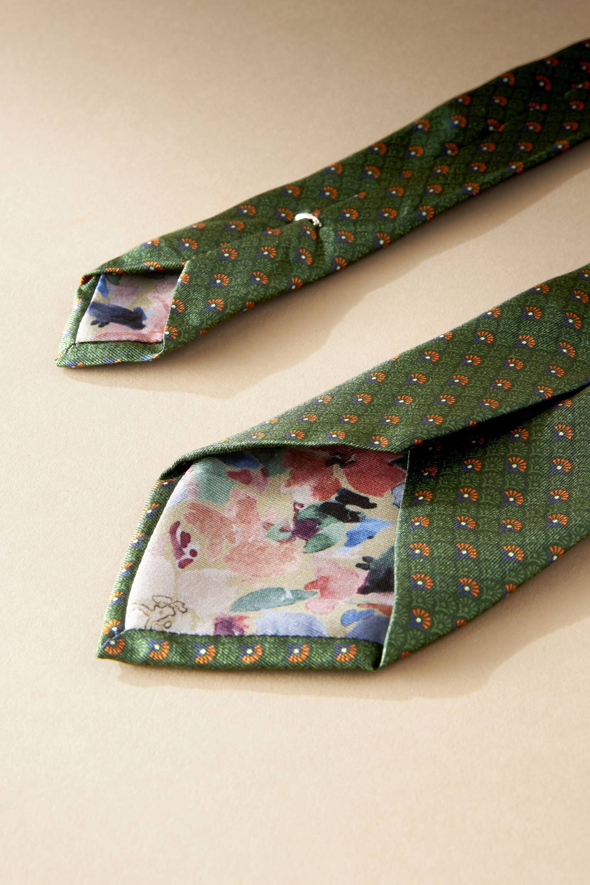 Olive Green Geometric Signature Made In Italy Design Tie - Image 3 of 3