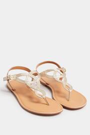 Long Tall Sally Gold LTS Gold Leather Swirl Toe Post Flat Sandals In Standard Fit - Image 2 of 3
