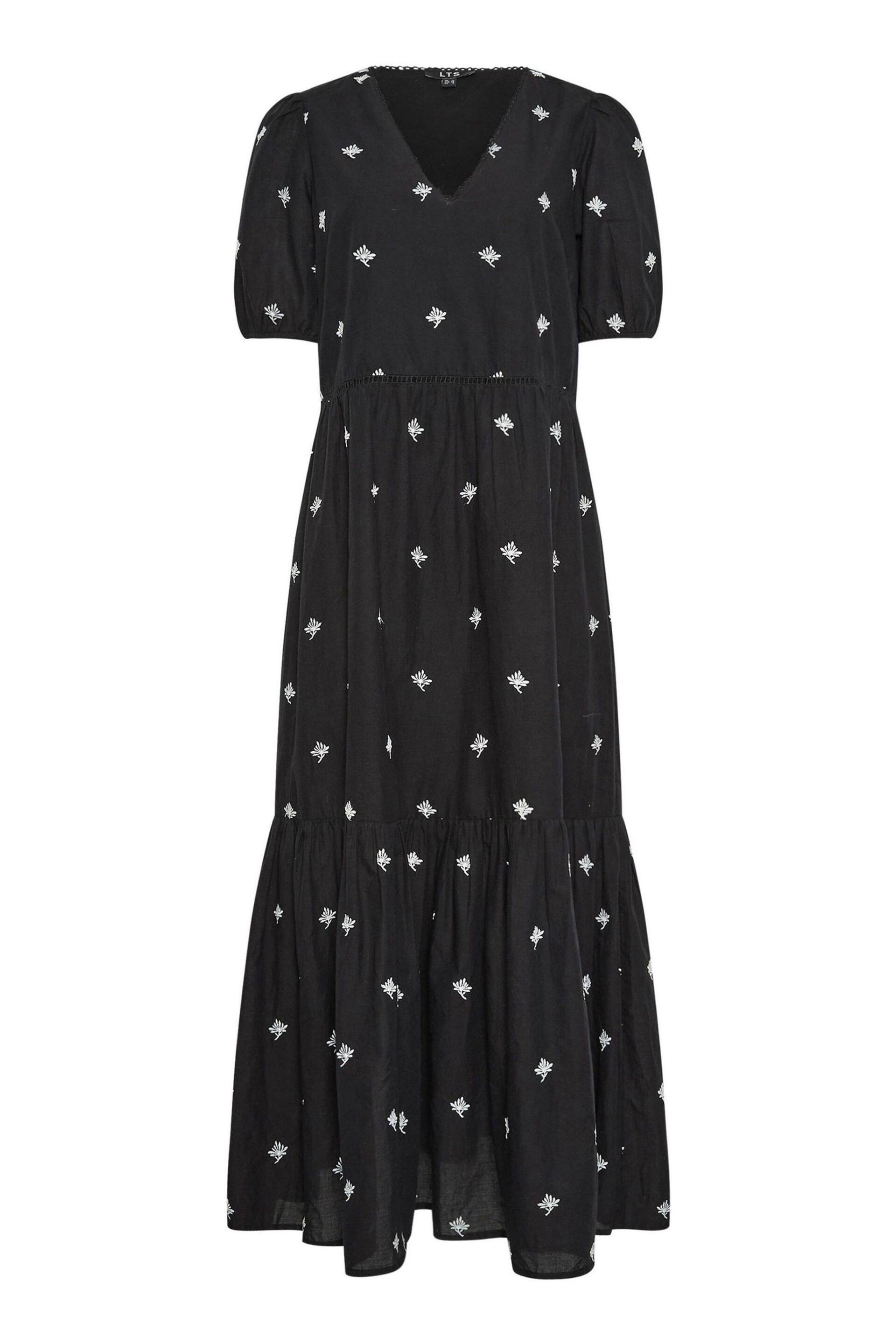 Long Tall Sally Black Embroidered V-Neck Tiered Dress - Image 6 of 6