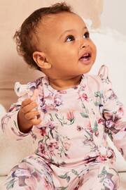 Lipsy Light Pink Floral Baby Sleepsuit - Image 4 of 7