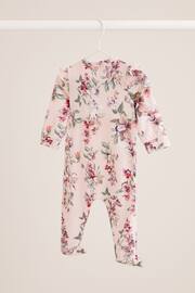 Lipsy Light Pink Floral Baby Sleepsuit - Image 5 of 7