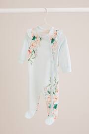 Lipsy Blue Floral Baby Sleepsuit - Image 2 of 4