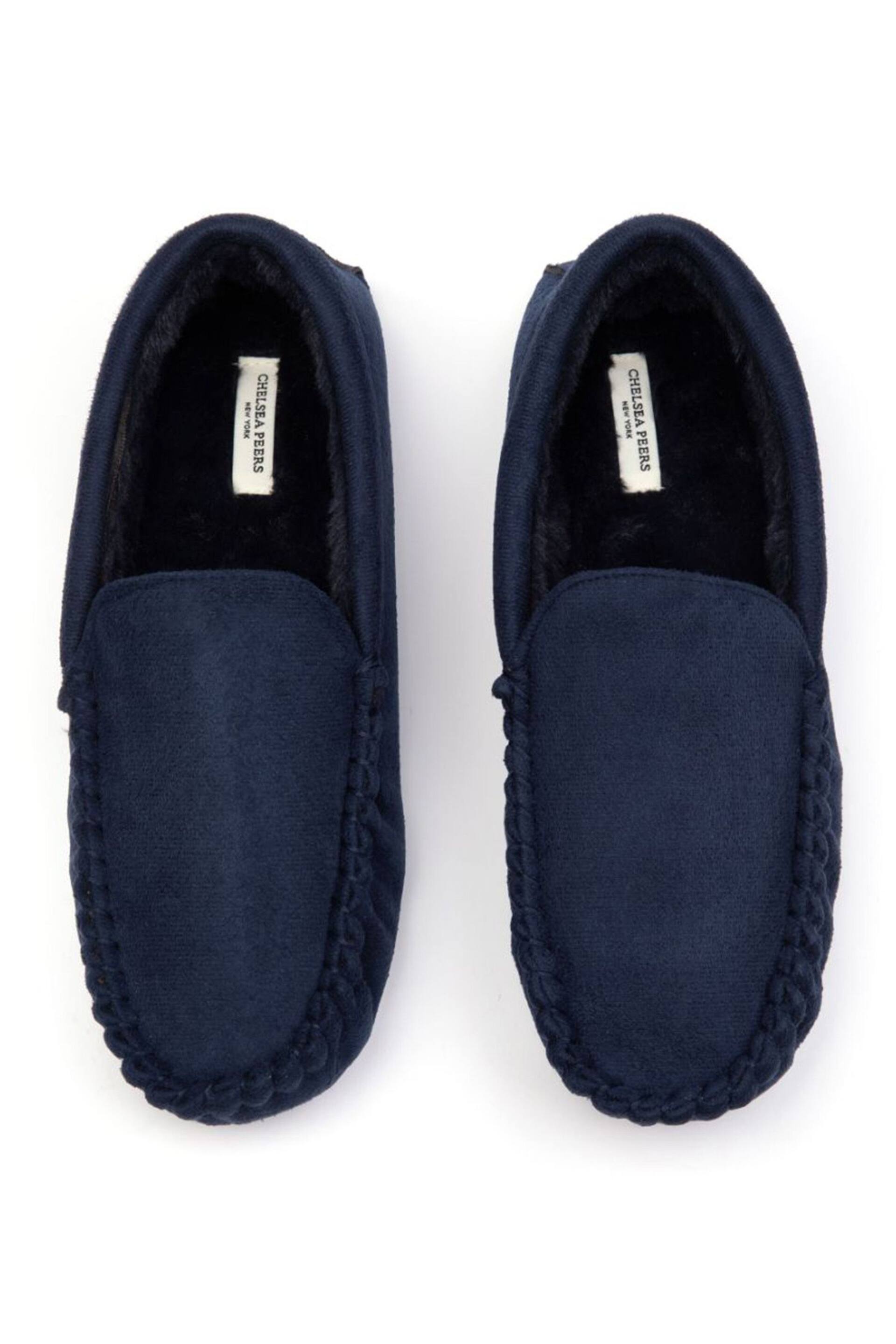 Chelsea Peers Blue Suedette Moccasin Slippers - Men's - Image 1 of 4