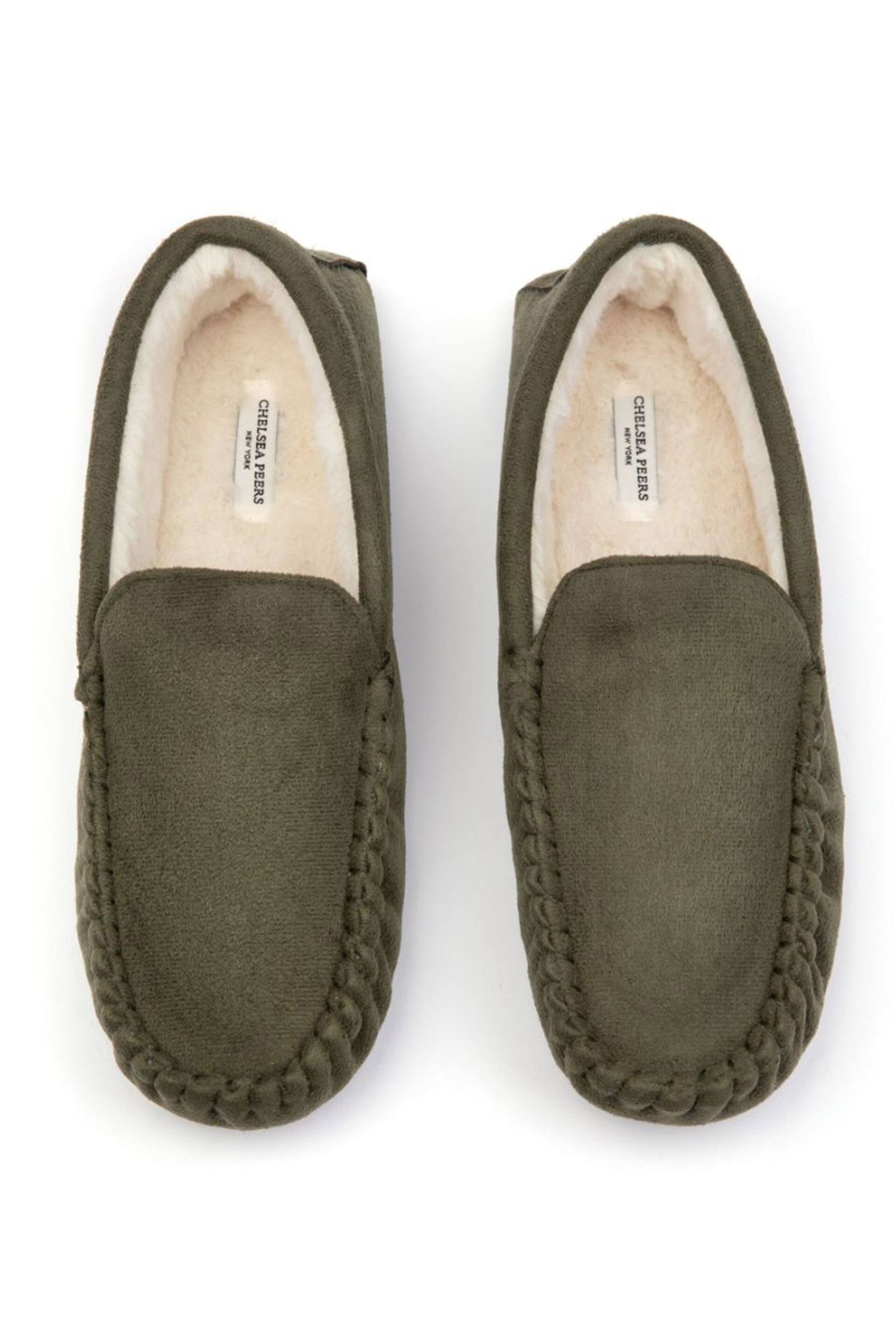 Chelsea Peers Green Suedette Moccasin Slippers - Men's - Image 1 of 4
