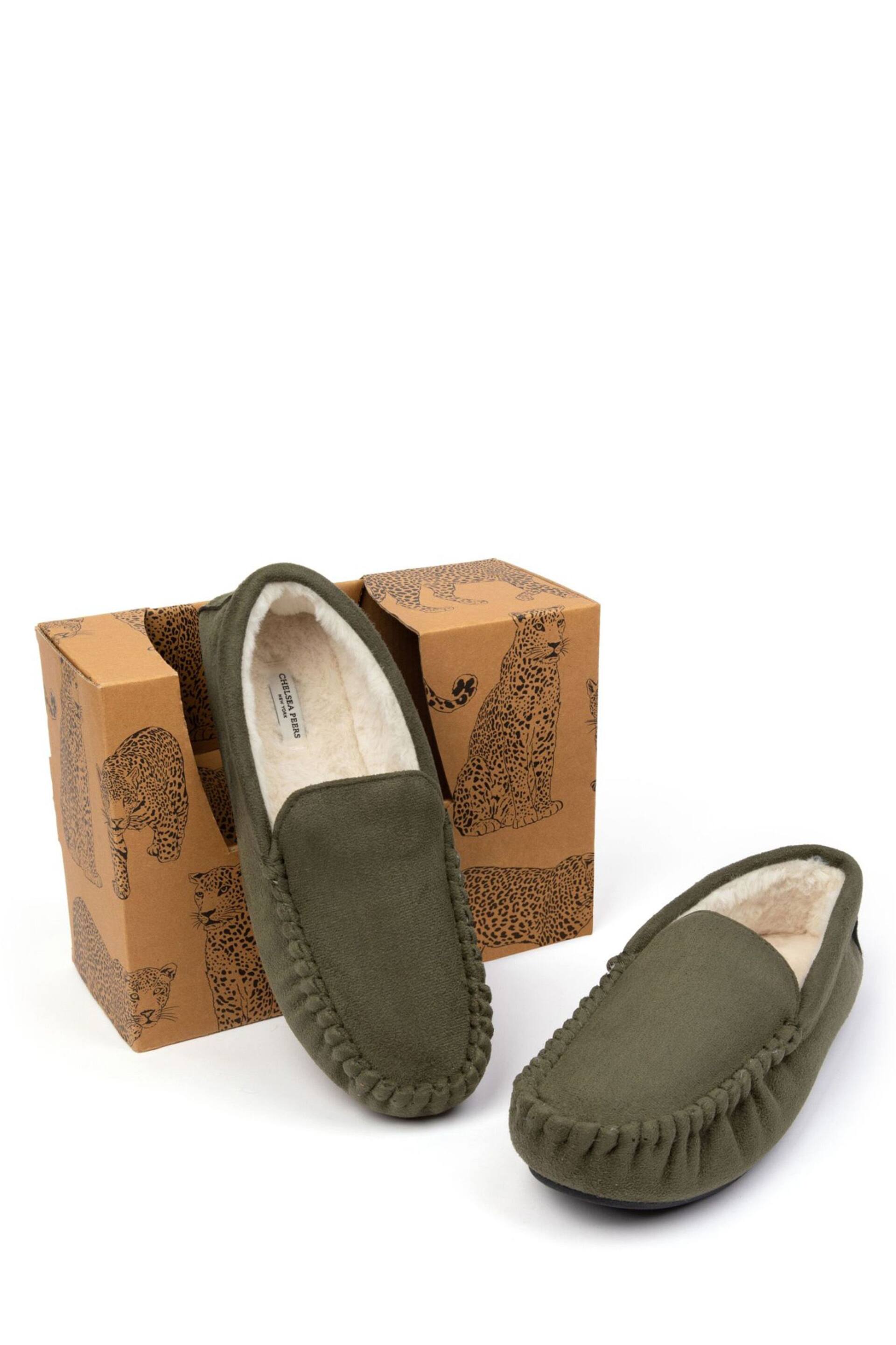 Chelsea Peers Green Suedette Moccasin Slippers - Men's - Image 3 of 4