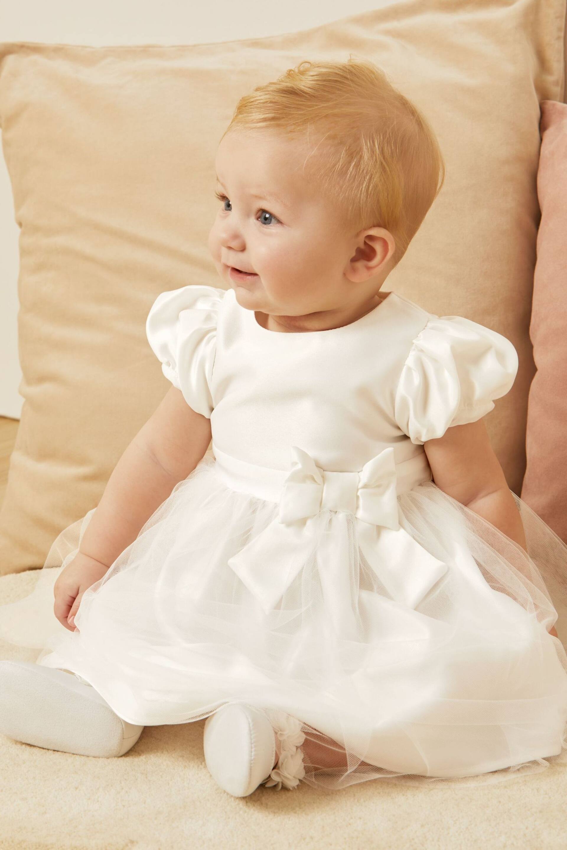 Lipsy Ivory Baby Puff Sleeve Occasion Dress - Image 1 of 4