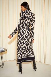 Friends Like These Black/White Long Sleeve Jersey Wrap Midi Dress - Image 4 of 4