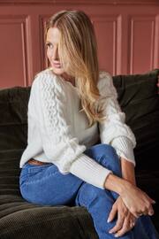 Friends Like These Cream Petite Cable Knit Long Sleeve High Neck Jumper - Image 2 of 4