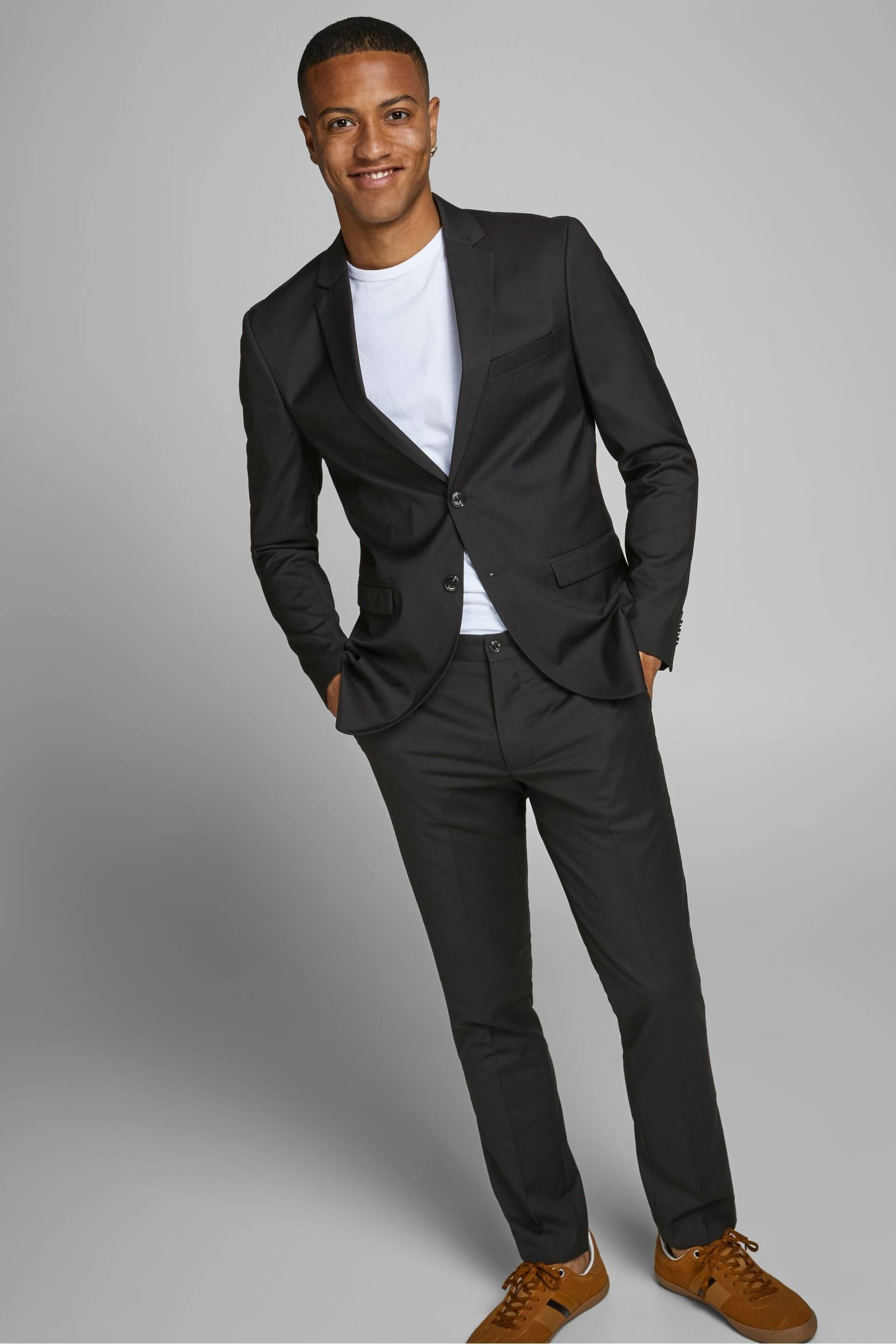 JACK & JONES Black Slim Fit One Button Suit Blazer - Image 2 of 4