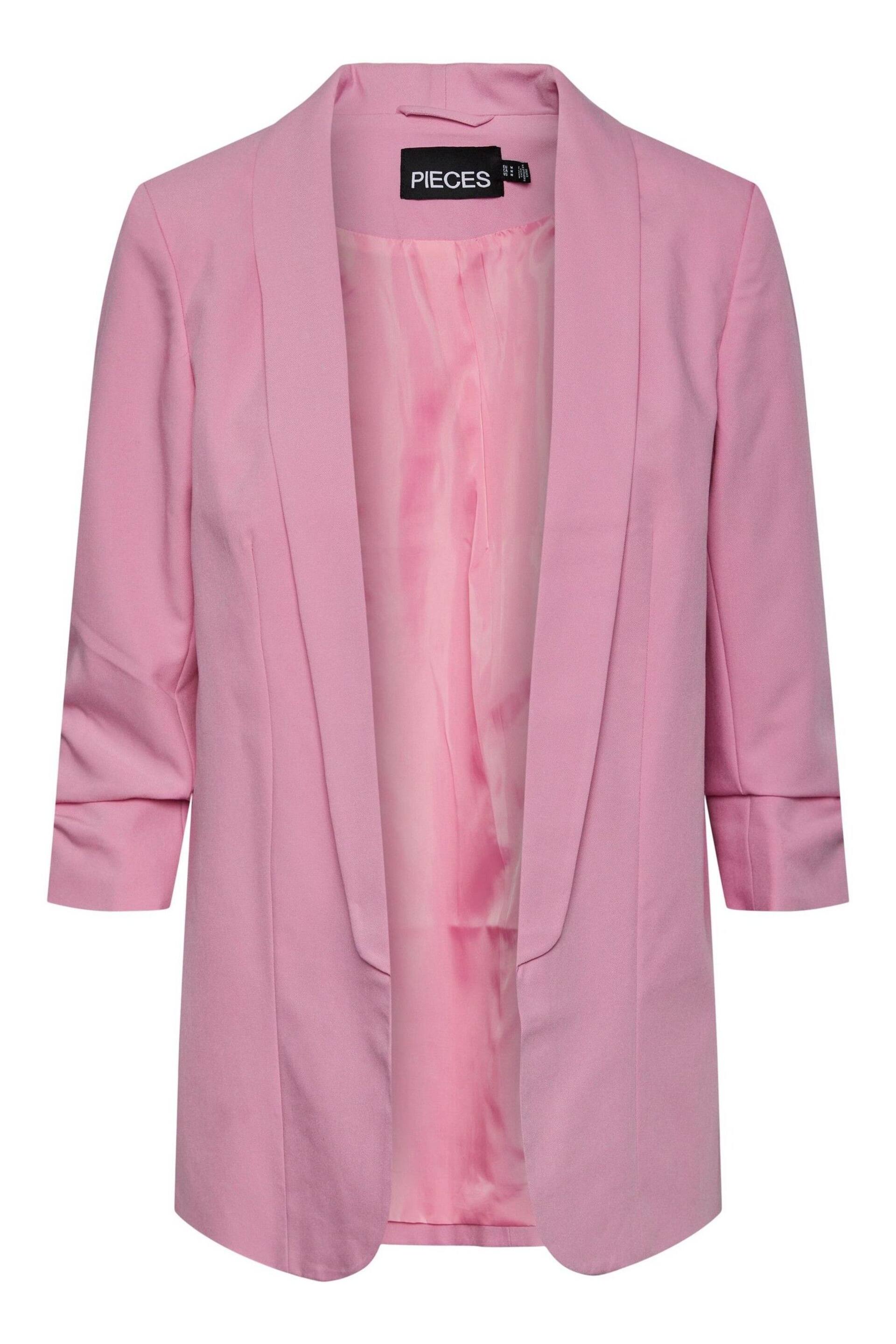 Pieces Pastel Pink Relaxed Ruched Sleeve Workwear Blazer - Image 5 of 5