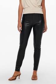 ONLY Black Faux Leather Leggings - Image 2 of 5