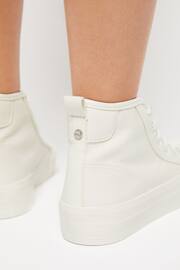 Lipsy Girl White High Top Flatform Lace Up Canvas Trainers - Image 3 of 4