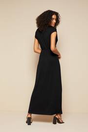 Friends Like These Black Petite Short Sleeve Wrap V Neck Tie Waist Summer Maxi Dress - Image 2 of 4