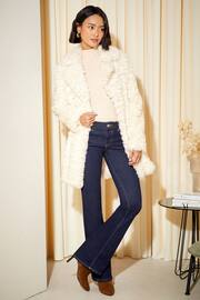Friends Like These Cream Faux Fur Long City Coat - Image 3 of 4