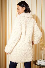 Friends Like These Cream Faux Fur Long City Coat - Image 4 of 4