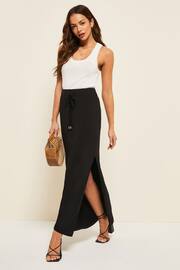 Friends Like These Black Tie Detail Jersey Summer Maxi Skirt - Image 3 of 4