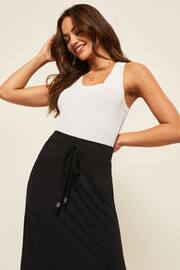 Friends Like These Black Tie Detail Jersey Summer Maxi Skirt - Image 4 of 4