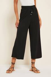 Friends Like These Black Belted Jersey Wide Leg Culotte Trousers - Image 1 of 4