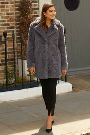 Friends Like These Grey Faux Fur Long City Coat - Image 2 of 4