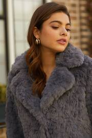 Friends Like These Grey Faux Fur Long City Coat - Image 3 of 4