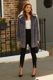 Friends Like These Grey Faux Fur Long City Coat - Image 4 of 4