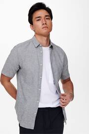Only & Sons grey Short Sleeve Button Up Shirt Contains Linen - Image 3 of 5