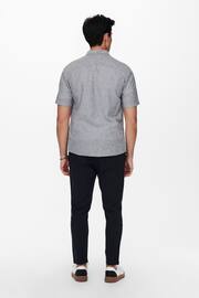 Only & Sons grey Short Sleeve Button Up Shirt Contains Linen - Image 4 of 5