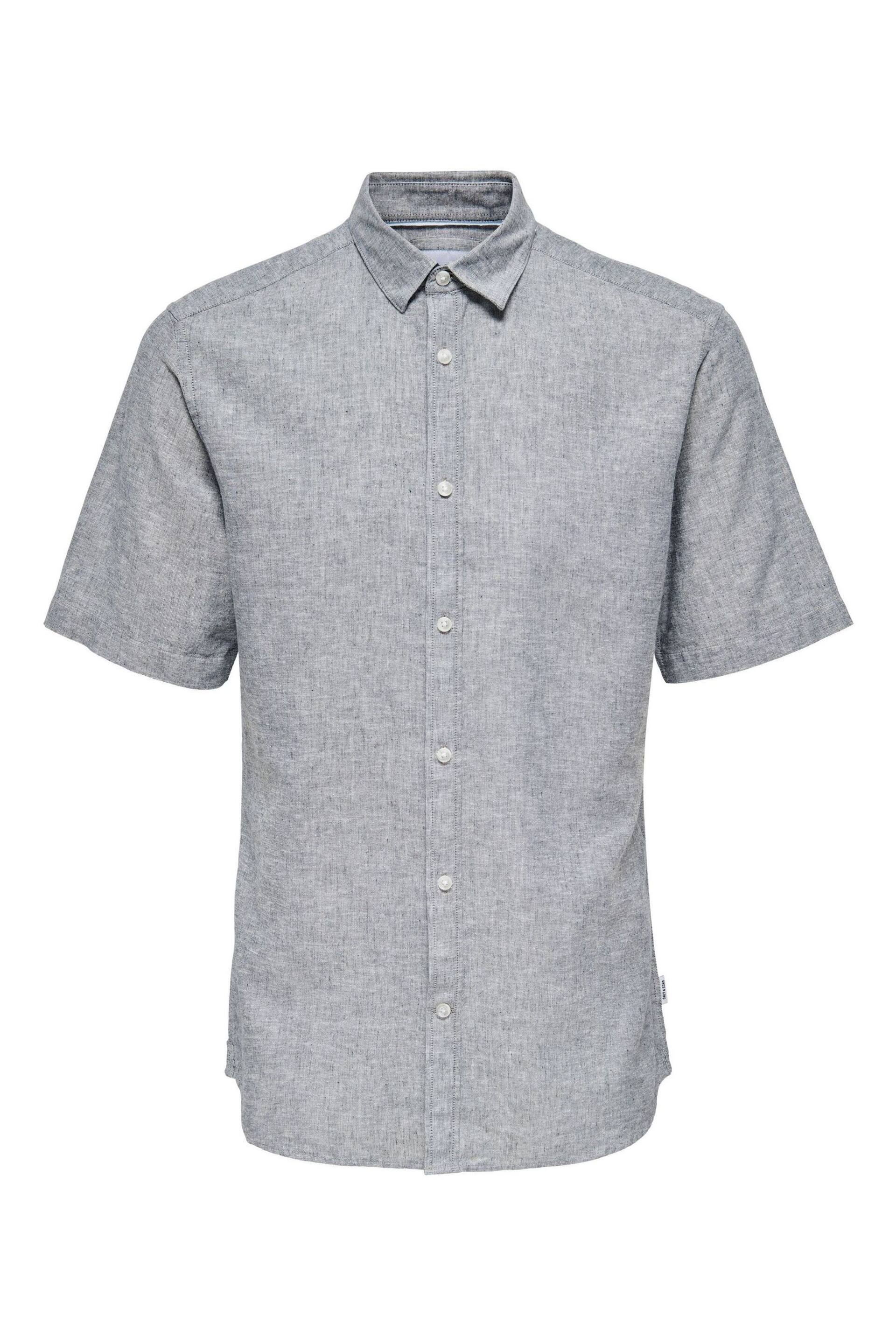 Only & Sons grey Short Sleeve Button Up Shirt Contains Linen - Image 5 of 5