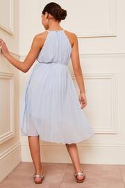 Lipsy Blue Pleated Chiffon Occasion Dress - Image 5 of 5