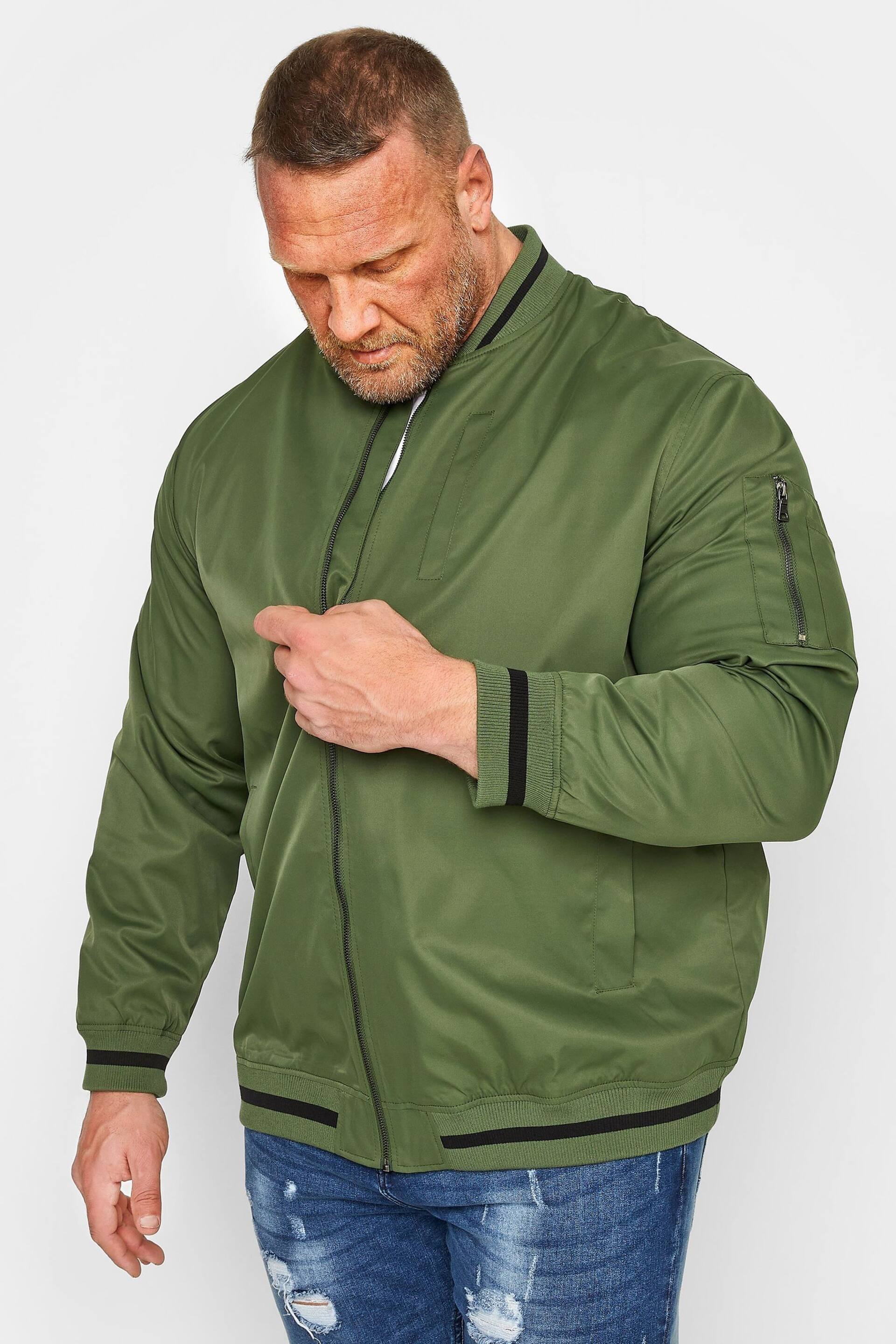 BadRhino Big & Tall Khaki Green Bomber Jacket - Image 2 of 4