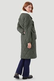 Kaldtvaer Khaki Green Mysen Longline Diamond Quilted Padded Coat - Image 3 of 5