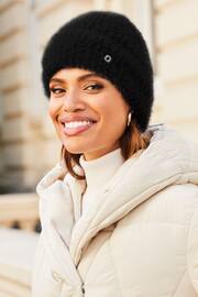 Lipsy Black Super Soft Eyelash Beanie Hat - Image 1 of 4