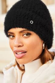 Lipsy Black Super Soft Eyelash Beanie Hat - Image 3 of 4