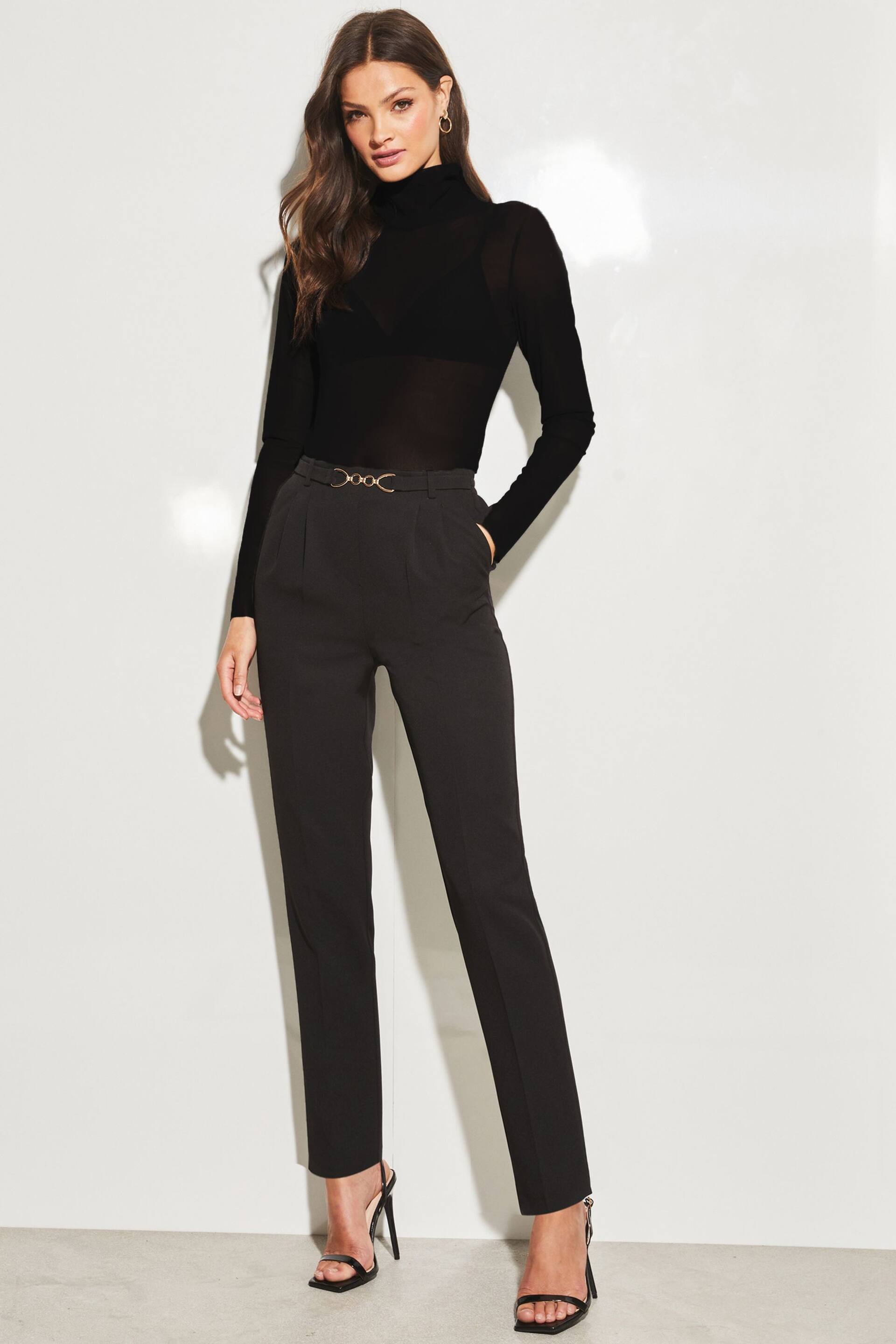 Lipsy Black Tailored Trim Detail Slim Leg Trousers - Image 3 of 4