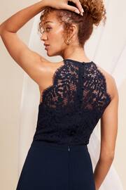 Love & Roses Navy Blue Pleated Lace Insert Bridesmaid Maxi Dress - Image 4 of 4