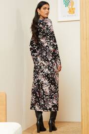 Love & Roses Black Petite Jersey Long Sleeve Knot Side Midi Dress - Image 3 of 4