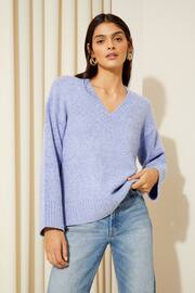 Friends Like These Blue Marl V Neck Cosy Jumper - Image 1 of 4