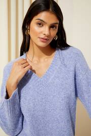 Friends Like These Blue Marl V Neck Cosy Jumper - Image 2 of 4